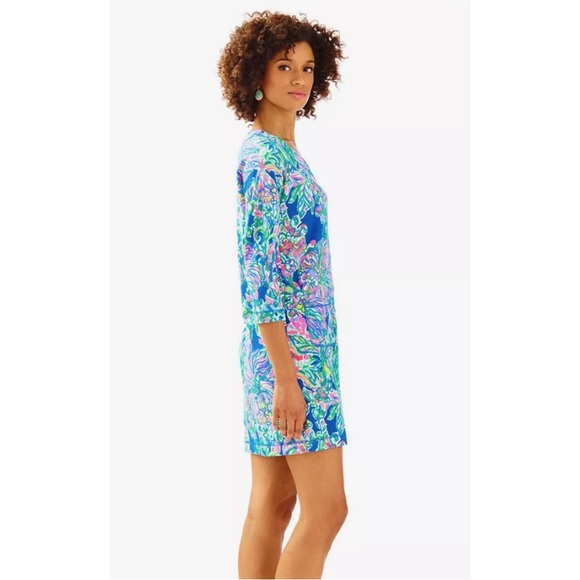 Lilly Pulitzer Joyce Indigo Exotic Escapade French Terry UPF 50 Knit Shift Dress - Picture 3 of 9